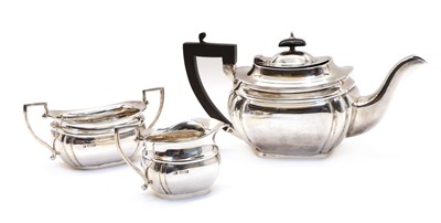 Lot 33 - A silver three piece tea service by Viner's