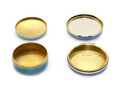 Lot 2 - A French guilloche enamelled gilt silver pill box