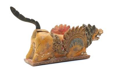 Lot 97 - A Chinese carved and painted model of a dragon with removeable tail