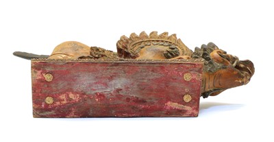 Lot 97 - A Chinese carved and painted model of a dragon with removeable tail