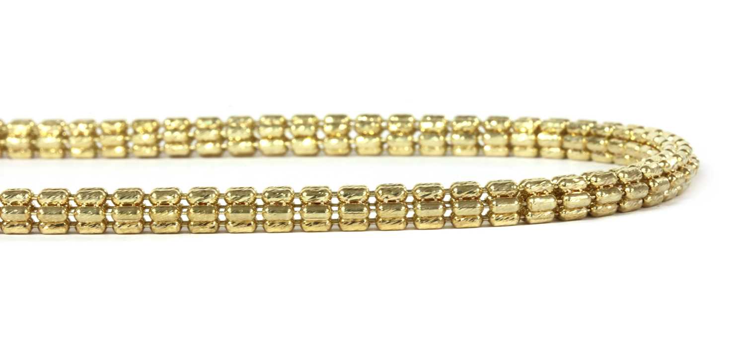 Lot 78 - A 9ct gold hollow cylinder bead link necklace