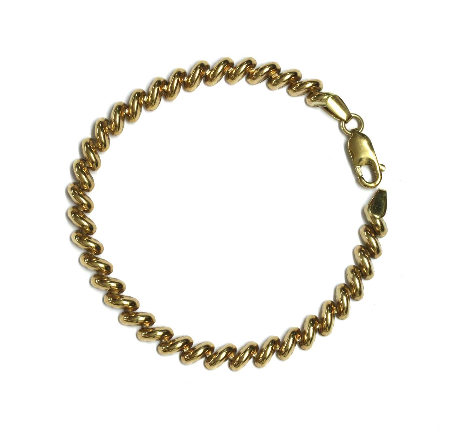 Lot 119 - A 9ct gold hollow San Marco link bracelet