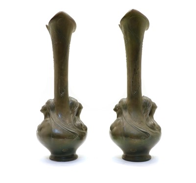 Lot 155 - A pair of Art Nouveau spelter vases