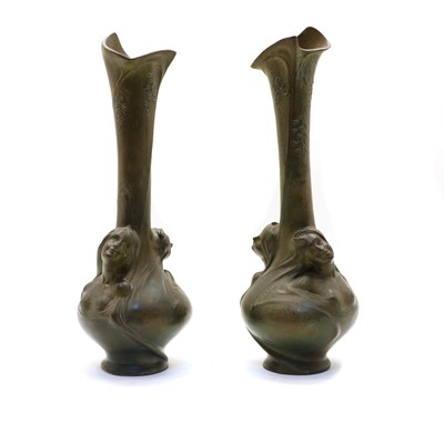 Lot 155 - A pair of Art Nouveau spelter vases