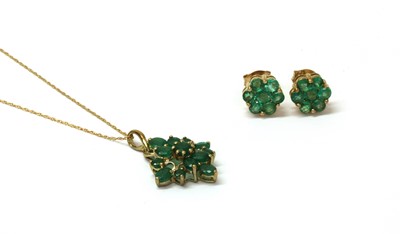 Lot 279 - A pair of 9ct gold emerald cluster earrings
