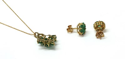 Lot 279 - A pair of 9ct gold emerald cluster earrings