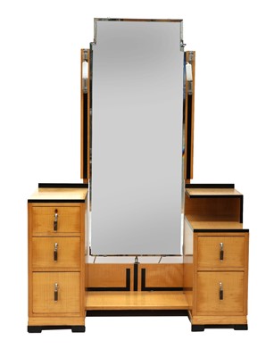 Lot 205 - An Art Deco maple and ebonised dressing table