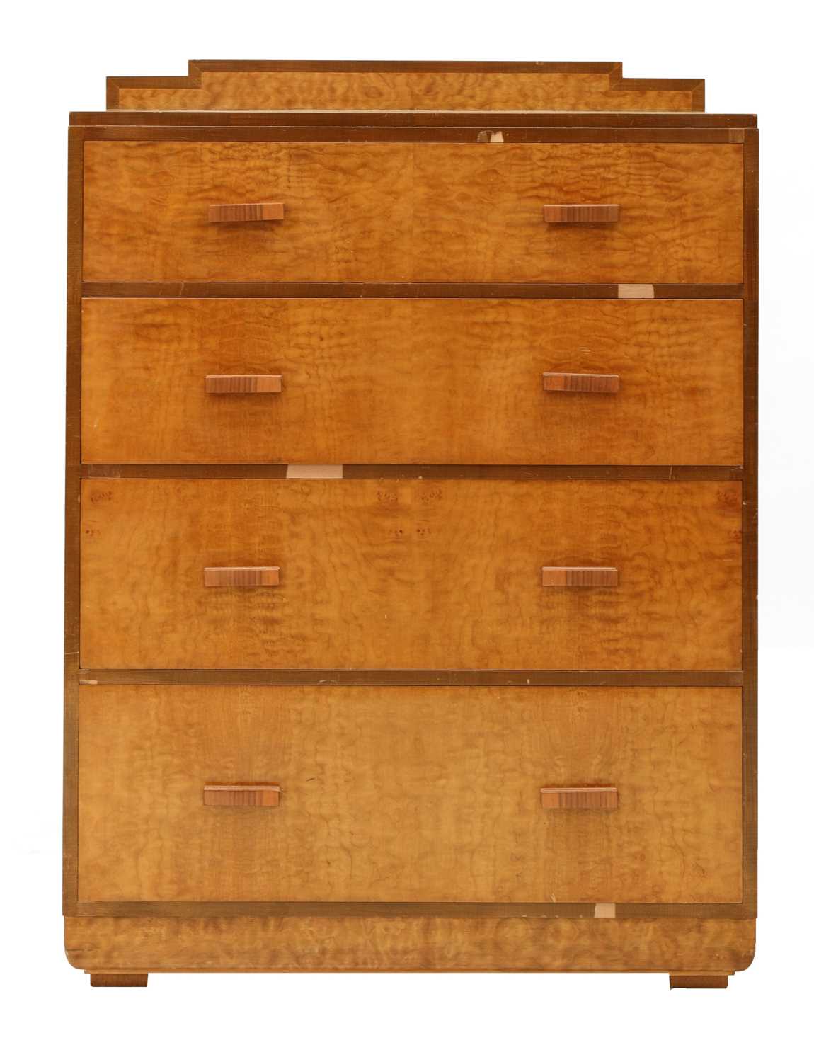 Lot 216 - An Art Deco walnut and maple chest of drawers