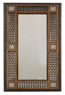 Lot 34 - An Aesthetic Movement Moorish mahogany mirror