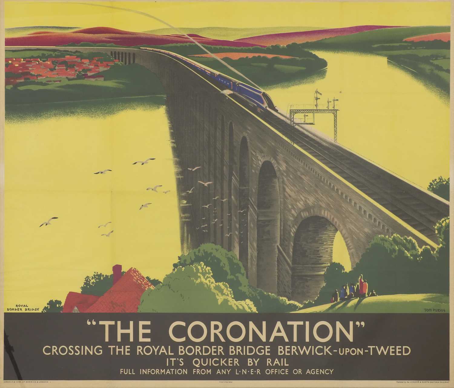 Lot 178 - An LNER travel poster: 'The Coronation Crossing the Royal Border Bridge Berwick-upon-Tweed'