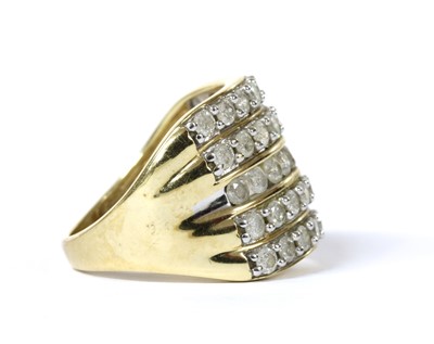 Lot 135 - A 9ct gold five row diamond ring
