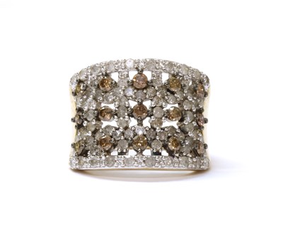 Lot 70 - A 9ct gold diamond and  brown diamond ring