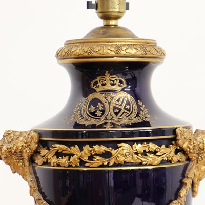 Lot 243 - A cobalt blue porcelain and gilt-bronze table lamp
