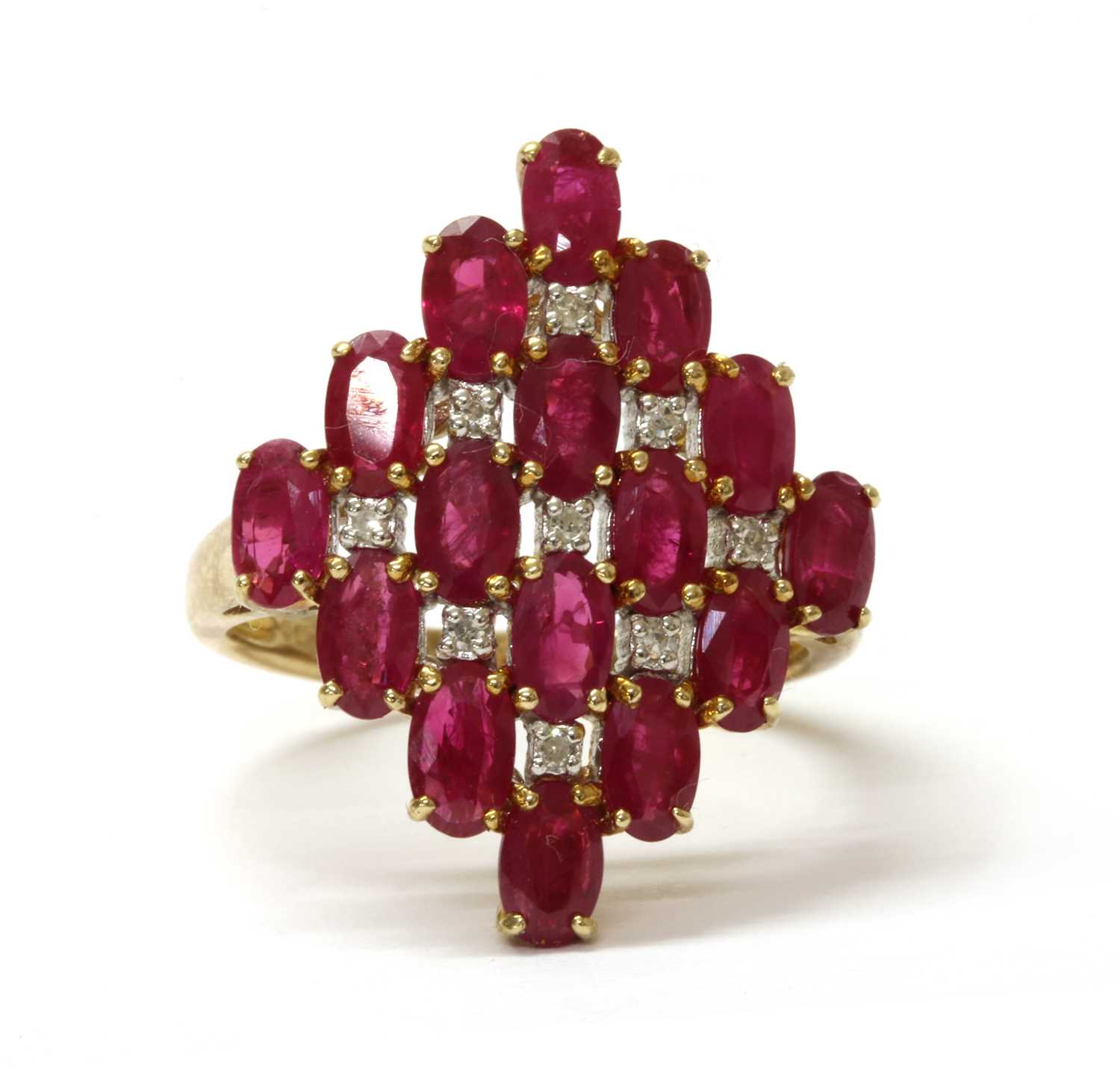 Lot 130 - A 9ct gold ruby and diamond ring