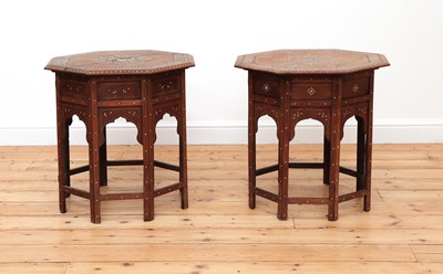 Lot 263 - A near pair of Indian octagonal teak occasional tables