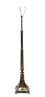 Lot 380 - An Edwardian brass standard lamp