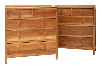Lot 152 - A pair of Cotswold School limed oak chests