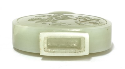Lot 97 - A Chinese jade moon flask