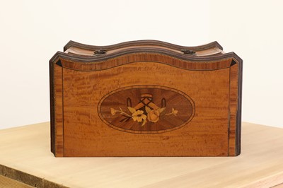 Lot 240 - A George III-style inlaid satinwood miniature chest of drawers