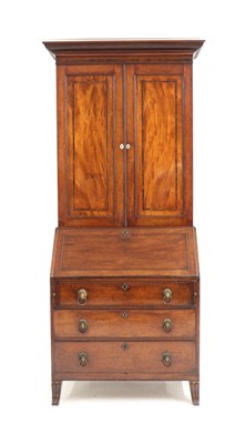Lot 369 - A late George III mahogany and rosewood inlaid bureau bookcase