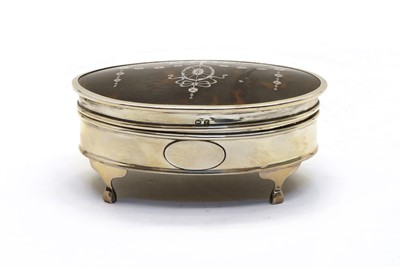 Lot 9 - A silver and tortoiseshell silver dressing table box