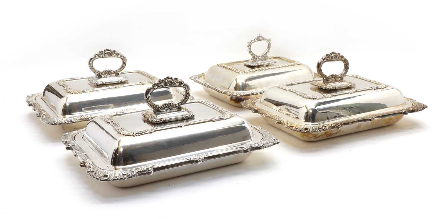 Lot 38 - Three silver plated tureens and covers