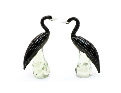 Lot 123 - A pair of Murano glass models of birds