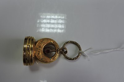 Lot 47 - A Regency gold and enamel musical seal/fob
