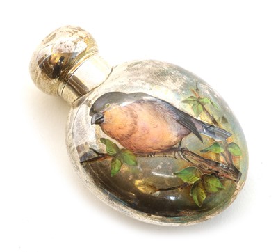 Lot 59 - A silver and enamelled scent bottle