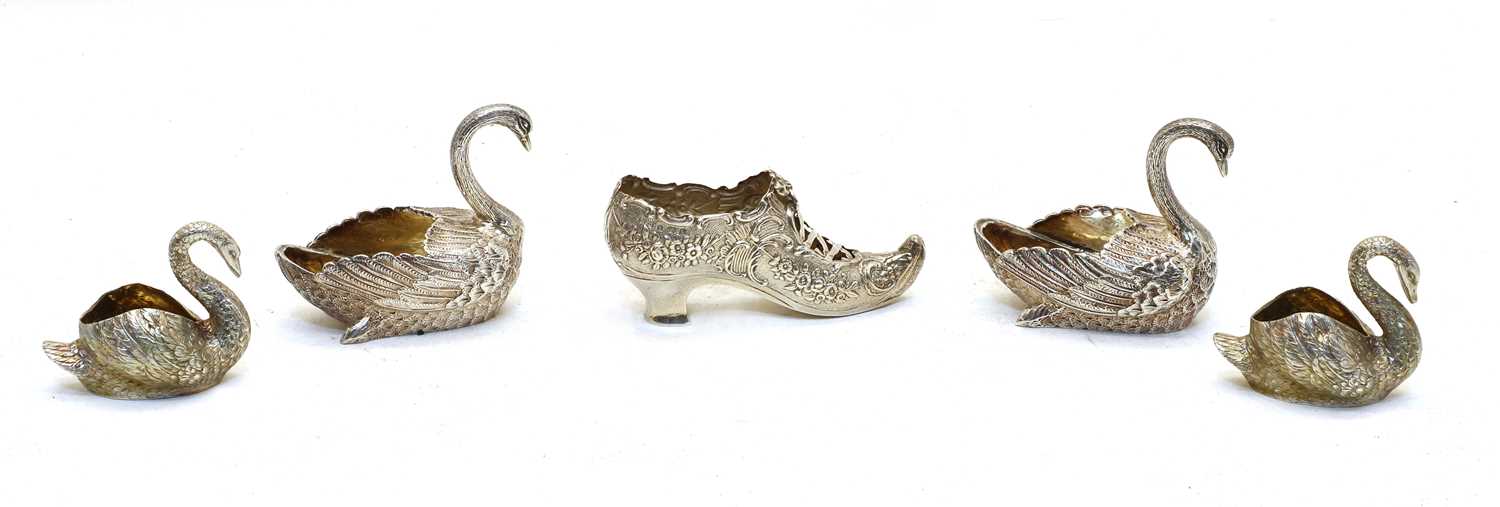 Lot 66 - A pair of Dutch silver ornaments in the form of swans