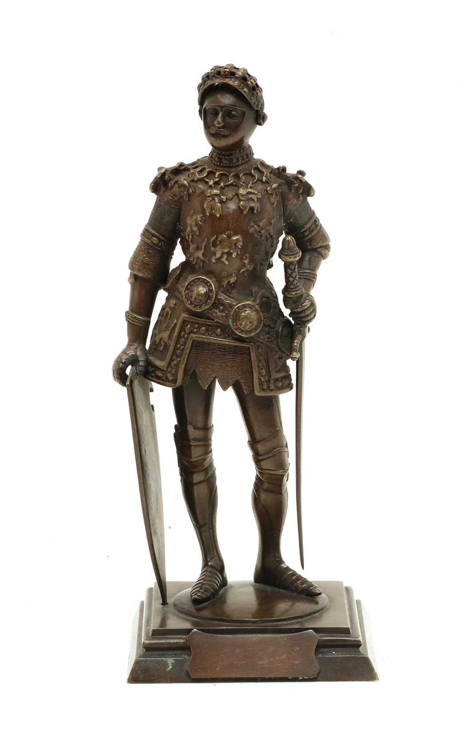 Lot 159 - A bronze of a knight in armour