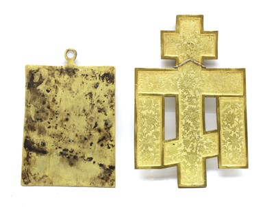 Lot 243 - A Russian brass and enamel icon
