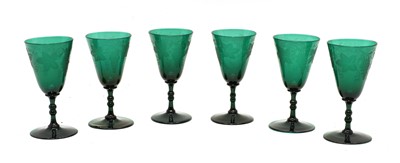 Lot 247 - A set of six green liqueur glasses