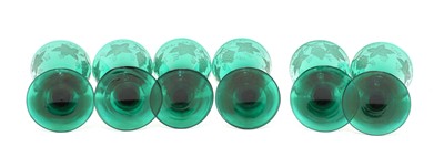 Lot 247 - A set of six green liqueur glasses