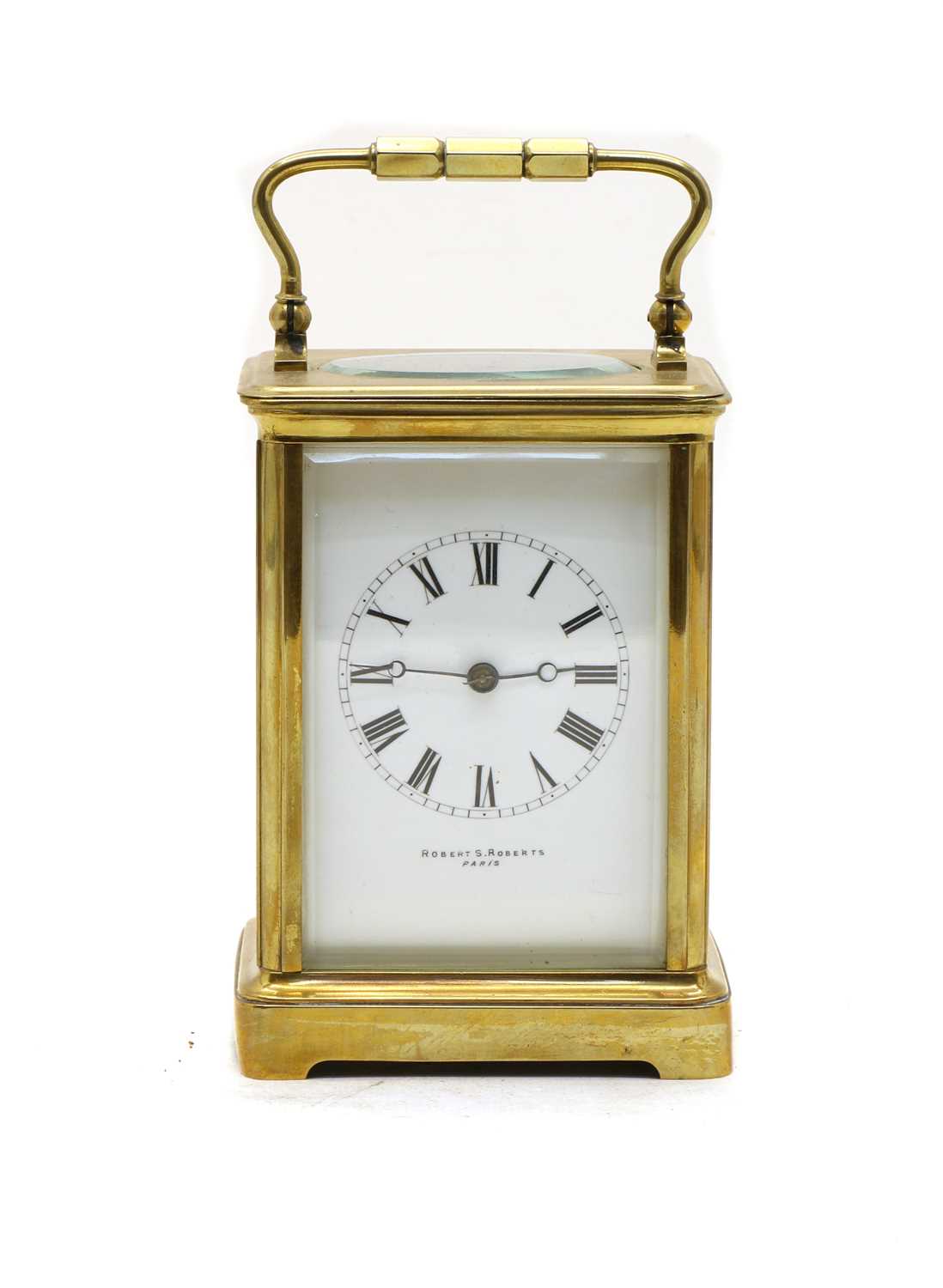 Lot 217 - A French brass carriage clock