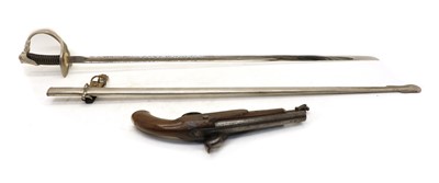 Lot 308 - A 19th century percussion pistol and a Spanish sword