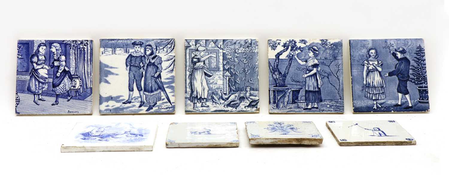 Lot 342 - Six Wedgwood blue and white ceramic tiles