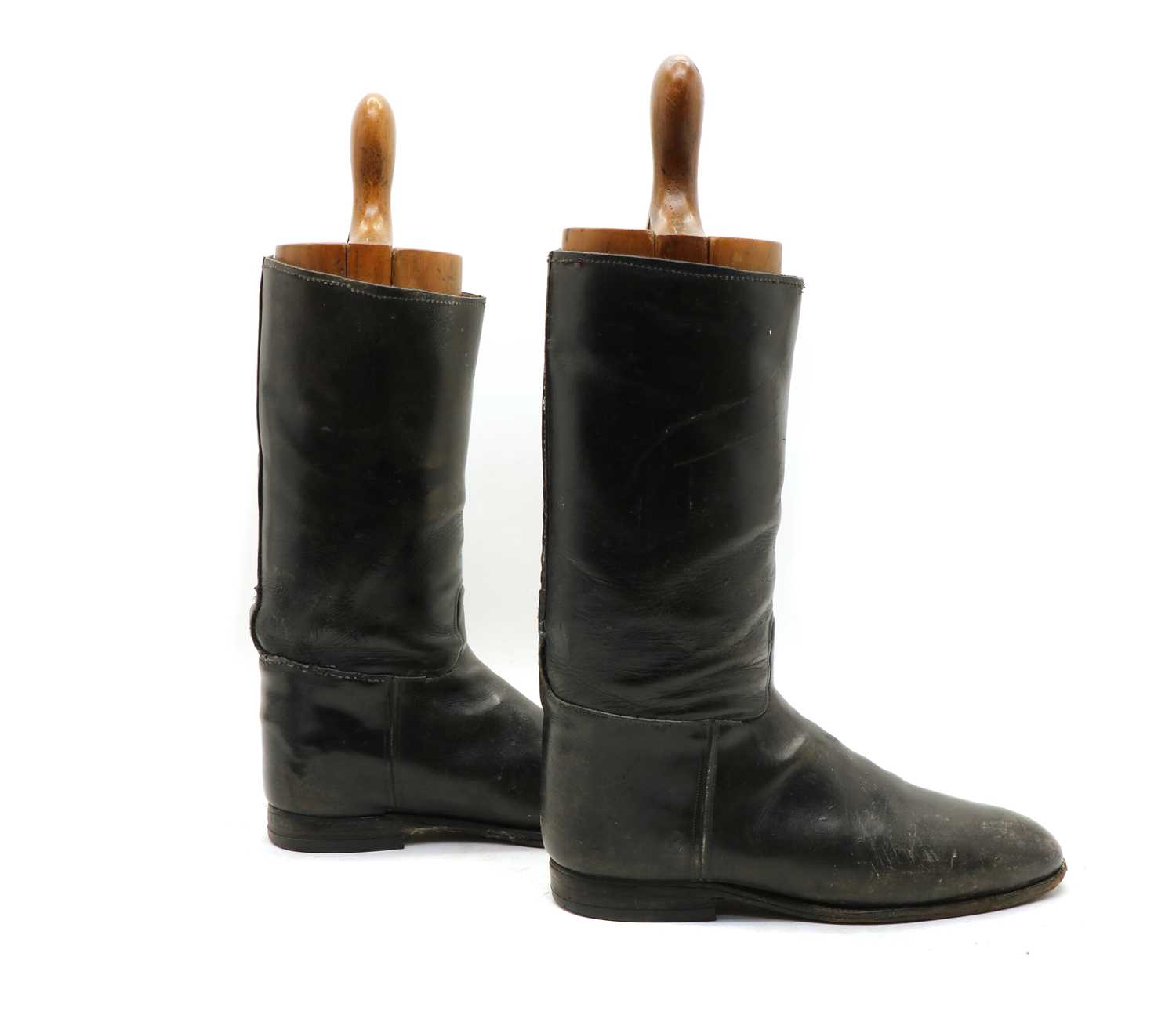 Lot 317 - A pair of black leather riding boots