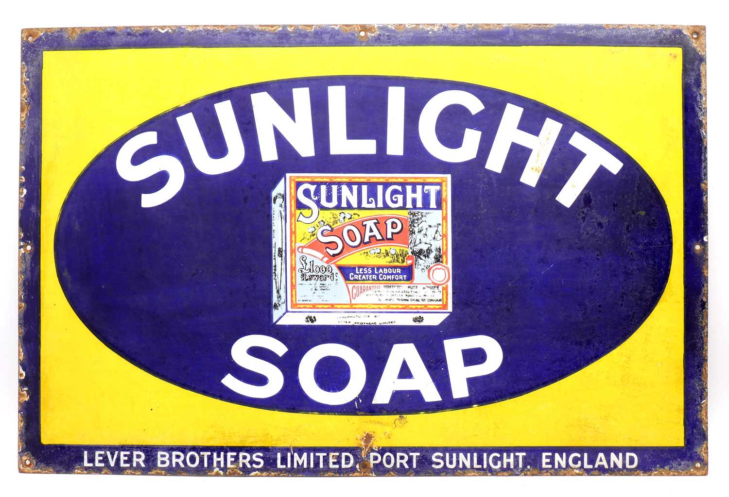 Lot 191 - An enamel advertising sign, 'Sunlight Soap'