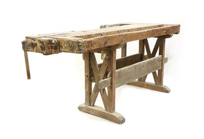 Lot 641 - A vintage beechwood carpenter's bench
