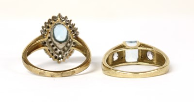 Lot 163 - A 9ct gold aquamarine and diamond ring