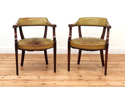 Lot 301 - A pair of Continental mahogany open armchairs