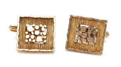 Lot 295 - A pair of 9ct gold swivel link cufflinks, by H. Samuel, c.1970