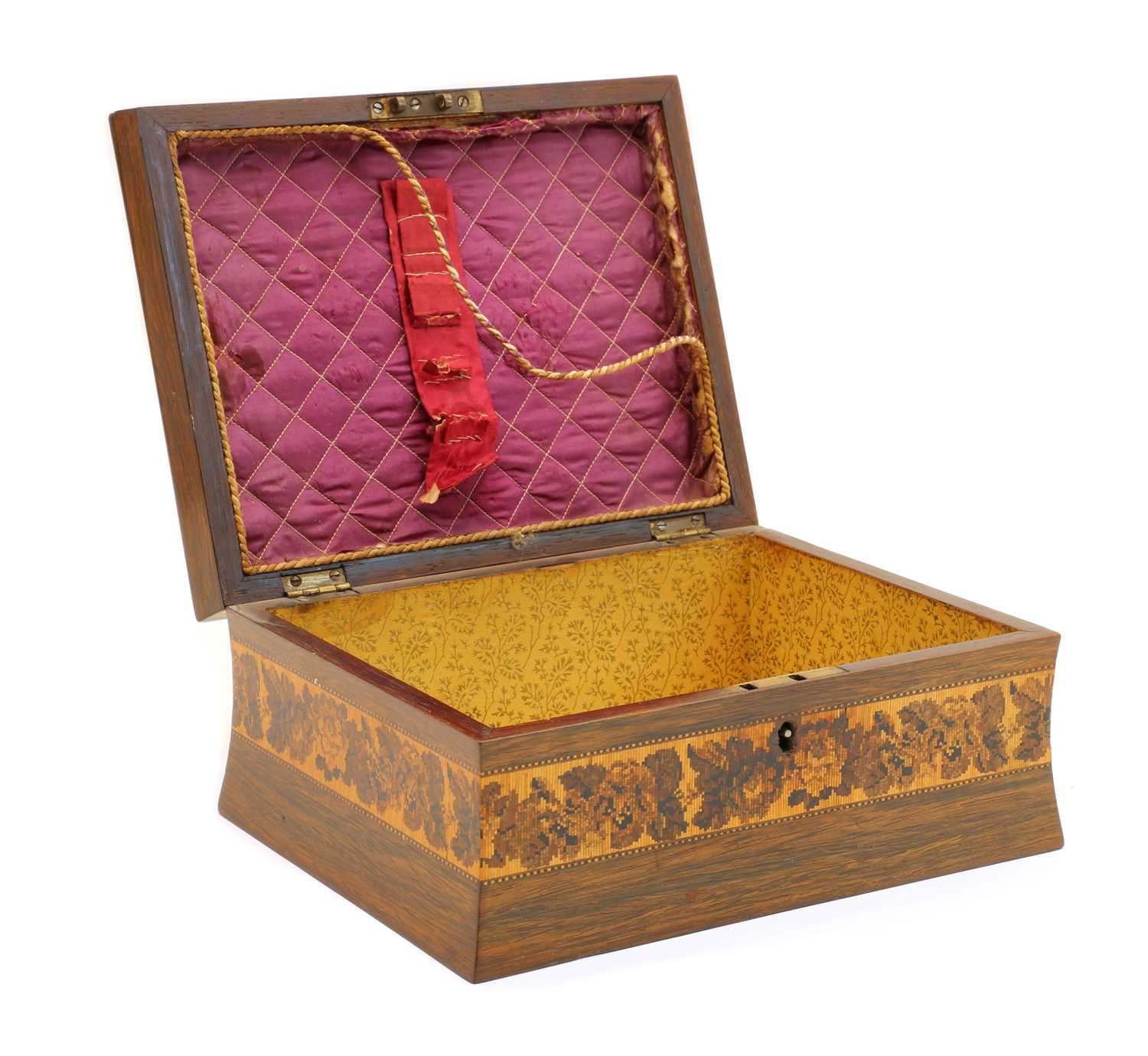 Lot 116 A Tunbridgeware needlework box,