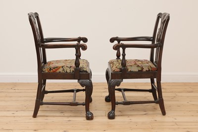 Lot 396 - A pair of Irish mahogany open armchairs
