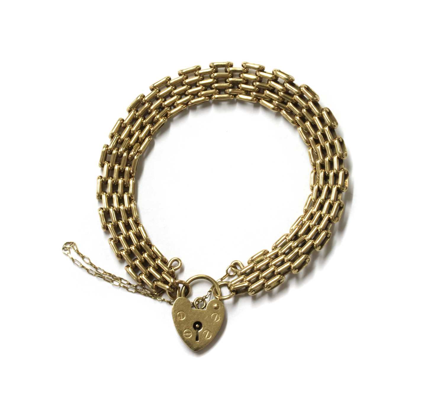 Lot 65 - A 9ct gold gate bracelet