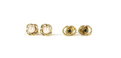 Lot 184 - A pair of 9ct gold emerald stud earrings