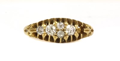 Lot 6 - An Edwardian 18ct gold diamond set boat shaped ring