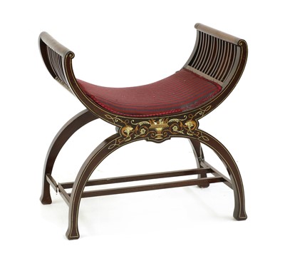 Lot 268 - An Edwardian mahogany X framed stool