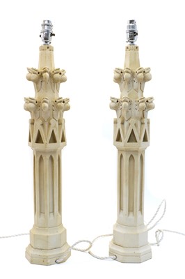 Lot 169 - A pair of composite gothic revival table lamps